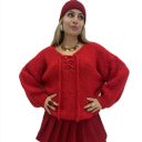 maglione con apertura regolabile sul davanti laccio